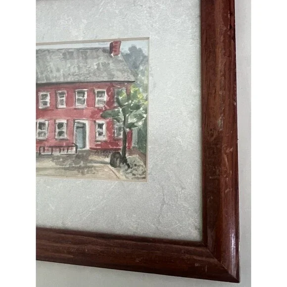 Watercolor Farmhouse Signed A France 96’ Lampost